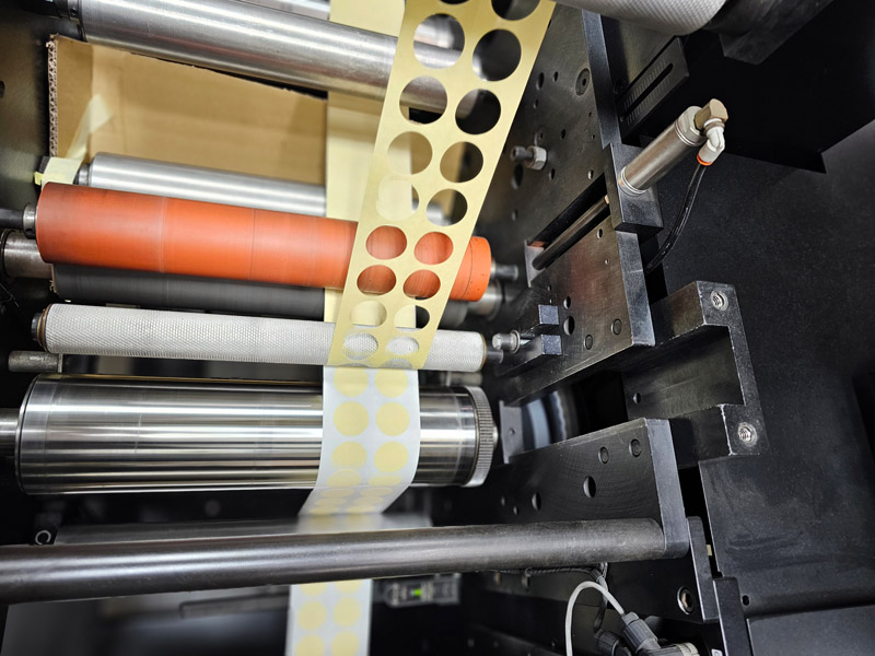 Masking machine close-up for die cutting production